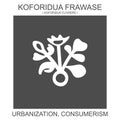 icon with african adinkra symbol Koforidua Frawase. Symbol of urbanization and consumerism