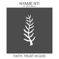 icon with african adinkra symbol Nyame Nti. Symbol of faith and trust in god