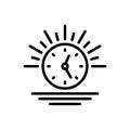 Black line icon for Afternoon, time and clock Royalty Free Stock Photo