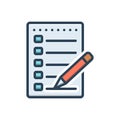 Color illustration icon for Agenda, paper and pencil