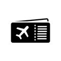 Black solid icon for Airfare, coupon and journey