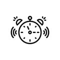 Black line icon for Alarm, clock and timer