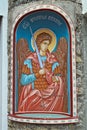 Icon of an angel with a sword on entrance into serbian monastery