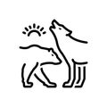 Black line icon for Animals, dog and hyena