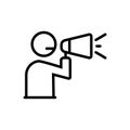 Black line icon for Announcement, megaphone and announce Royalty Free Stock Photo