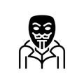 Black solid icon for Anonymous, unnamed and criminal