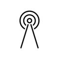 Black line icon for Antenna, satellite and tower Royalty Free Stock Photo