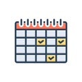 Color illustration icon for Appointed, selected and calendar