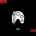 Icon art with paint brush and canvas on black background Royalty Free Stock Photo