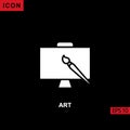 Icon art with paint brush and canvas on black background Royalty Free Stock Photo