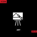 Icon art with paint brush and canvas on black background Royalty Free Stock Photo