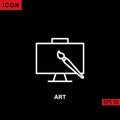 Icon art with paint brush and canvas on black background Royalty Free Stock Photo