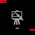 Icon art with paint brush and canvas on black background Royalty Free Stock Photo