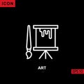 Icon art with paint brush and canvas on black background Royalty Free Stock Photo