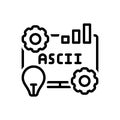 Black line icon for Ascii, standard and code