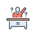 Color illustration icon for Asking, question and person