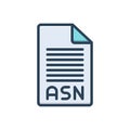 Color illustration icon for Asn, alphabet and word
