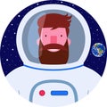 Icon astronaut bearded smiling man in space suit Royalty Free Stock Photo