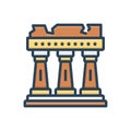 Color illustration icon for Athens, ruins and landmark