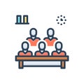 Color illustration icon for Attending, candid and conference