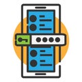 Icon of authentication on phone. Password input field
