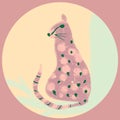 Icon, avatar with abstract guepard in pastel pink and green colors