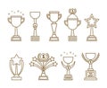 Icons awards cups set Royalty Free Stock Photo