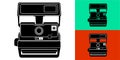 Icon custom camera black on a white background with a substrate vector