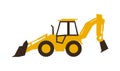 Icon backhoe loader. Construction machinery. Vector illustration. Sleek style. Royalty Free Stock Photo