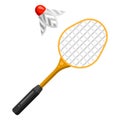 Icon of badminton racket and shuttlecock in flat style. Royalty Free Stock Photo