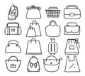 Icon bag hand drawn vector set line art illustration Royalty Free Stock Photo