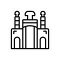 Black line icon for Baghdad, landmark and cityscape