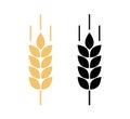 Icon bakery. Wheat logo. Spike wheat. Bread grain isolated on background. Stalk oat, barley, corn, rye, malt, bran, millet, maize,