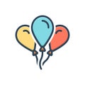 Color illustration icon for Balloons, party and celeb