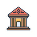 Color illustration icon for Bank, building and investment Royalty Free Stock Photo