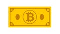 Icon of Bank notes bitcoin,on the isolated white background.Symbol of currencie in flat style.