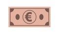 Icon of Bank notes euro, on the isolated white background.Symbol of currencie in flat style.