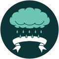 icon with banner of a cloud raining