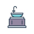 Color illustration icon for Basin, wash basin and bathroom Royalty Free Stock Photo