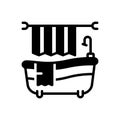 Black solid icon for Bathroom, shower and towel Royalty Free Stock Photo