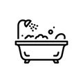 Black line icon for Baths, bathtub and bathing