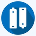 Icon Batteries - Long Shadow Style - Simple illustration,Editable stroke