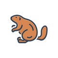 Color illustration icon for Beaver, rodent and wildlife