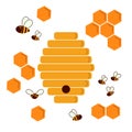 Icon bee hive. Hexagon natural honey struct