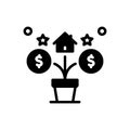 Black solid icon for Beneficial, profitable and house Royalty Free Stock Photo