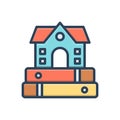Color illustration icon for Bibliographic, curator and library
