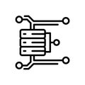 Black line icon for Big Data Analysis, technology and server Royalty Free Stock Photo