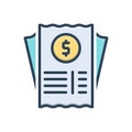 Color illustration icon for Bills, receipt and payment