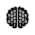 Black solid icon for Binary Mind, processor and brain