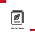 Icon biology book with leaf.
